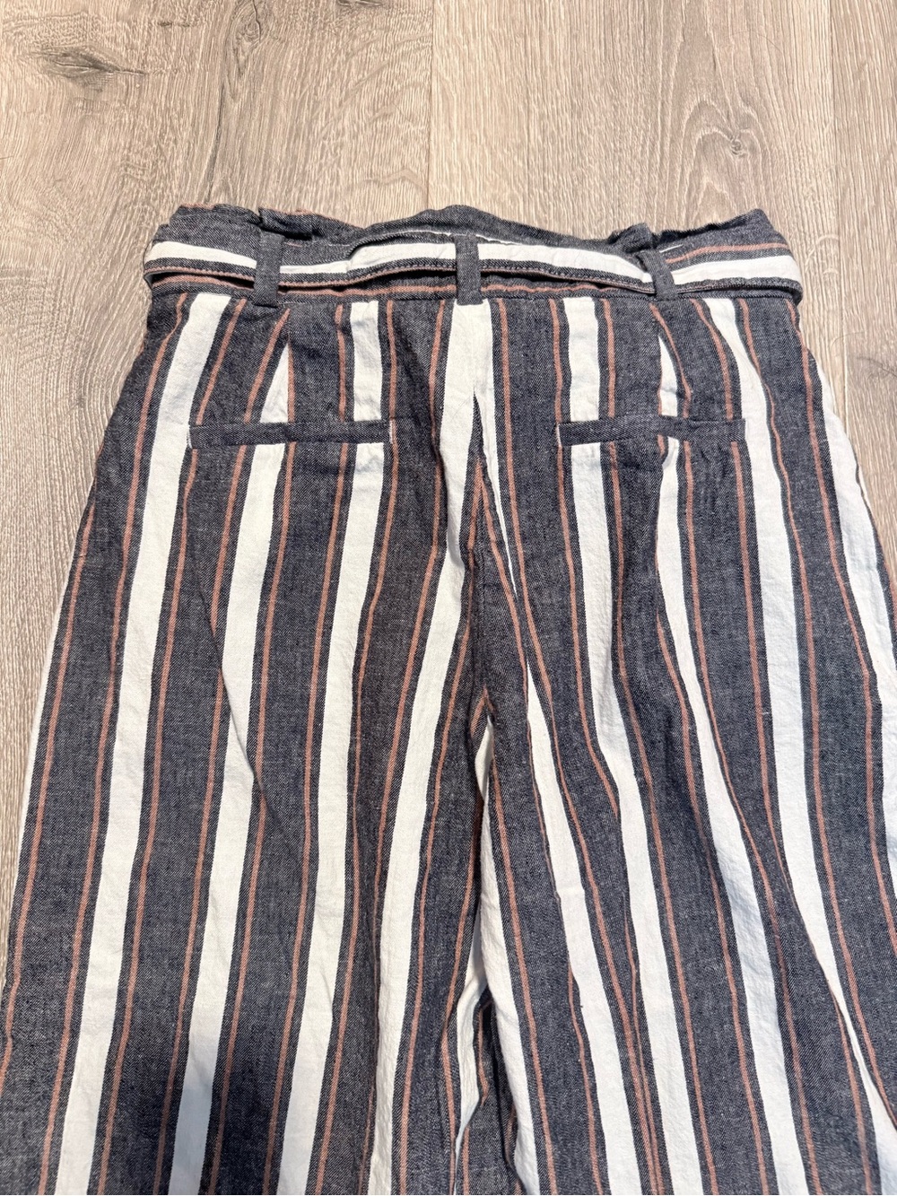 Banana Republic Linen Striped Wide-Leg Tie-Waist Pants - White, Navy & Brown - Picture 2 of 9